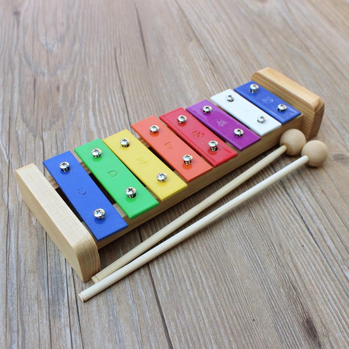 Kinder Xylofoon - Klokkenspel Muziekinstrument - Muziek Leren - 8 Aluminium Staven - 25 x 10 x 2 cm - Kleurrijk