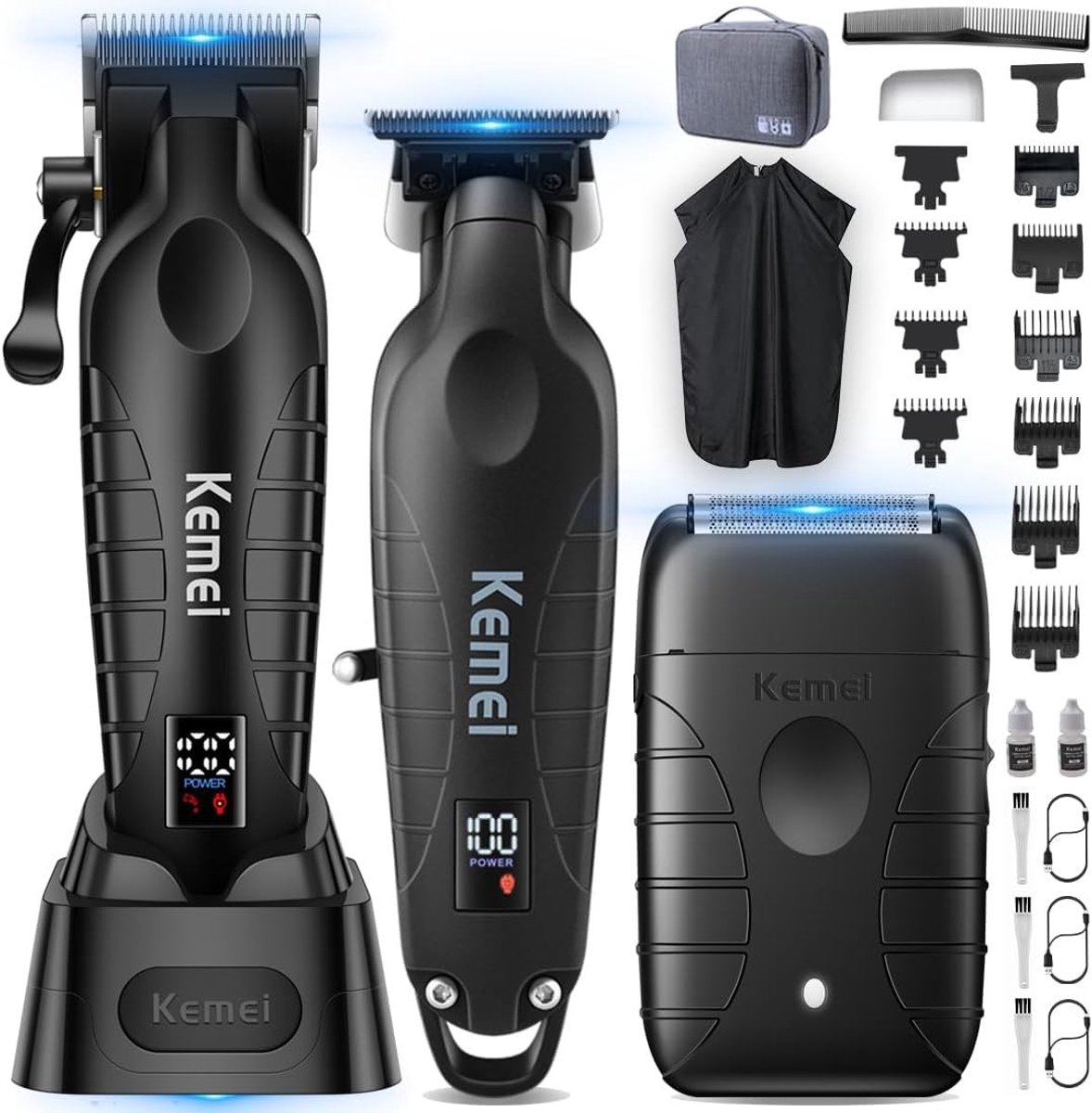 Scheerapparaat voor mannen - Zwart - Professionele Tondeuse Set met Precisiemachine en Trimmer - Metalen Body - Voor Herenverzorging