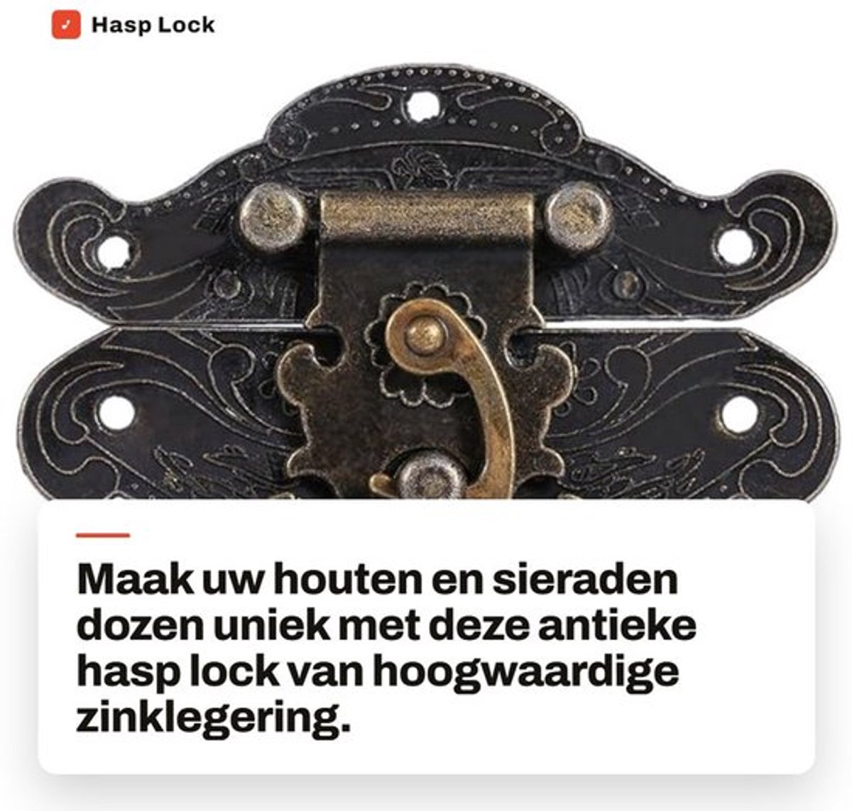 Hasp Slot Antiek Design - Zinklegering - 2.5 x 2.1 cm - Decoratieve Hardware - Inclusief Schroeven - Voor Houten Dozen