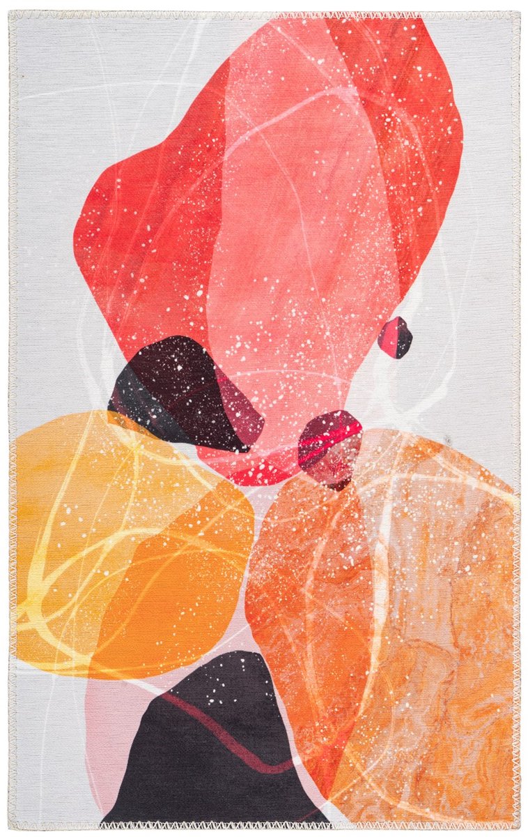 Padiro laagpolig vloerkleed 80 x 150 cm - meerkleurig - modern abstract design - geschikt voor vloerverwarming - van polyester