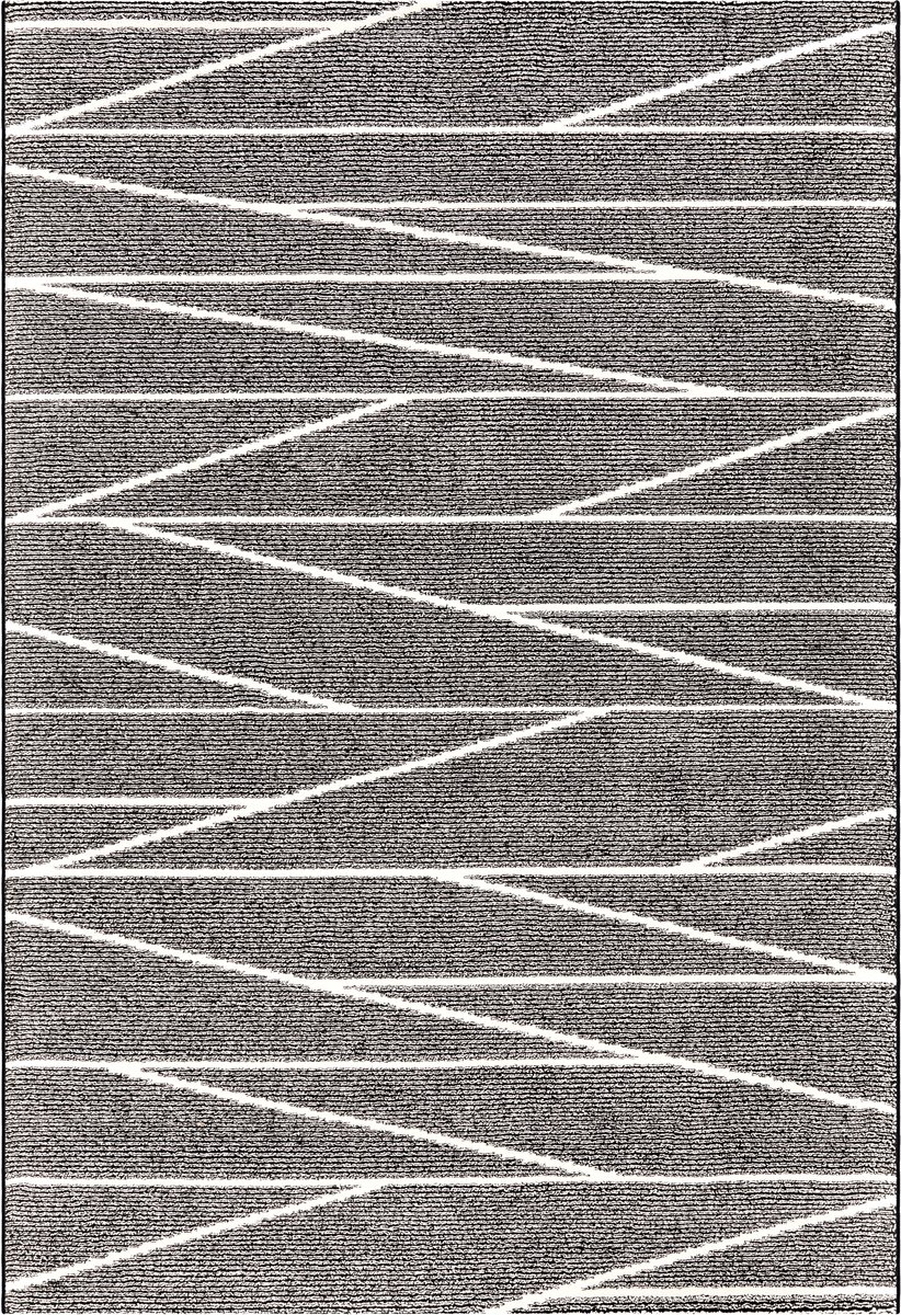 Padiro laagpolig vloerkleed 240 x 300 cm - grijs / crème - modern geometrisch patroon - geschikt voor vloerverwarming - van polypropyleen
