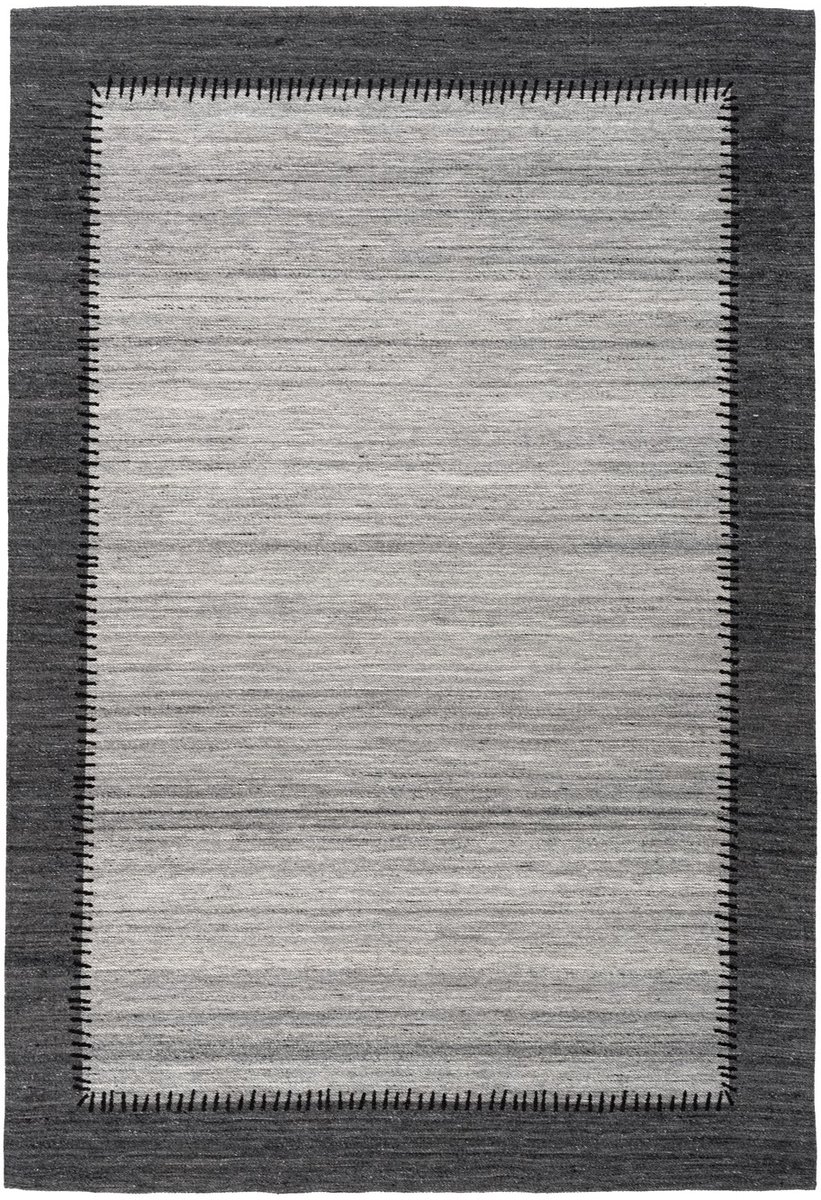Padiro laagpolig vloerkleed 120 x 170 cm - grijs / antraciet - modern geometrisch patroon - geschikt voor vloerverwarming - van wol en polyester