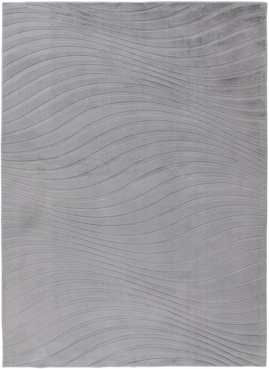 Padiro laagpolig vloerkleed 120 x 170 cm - zilver - modern abstract design - geschikt voor vloerverwarming - van polyester