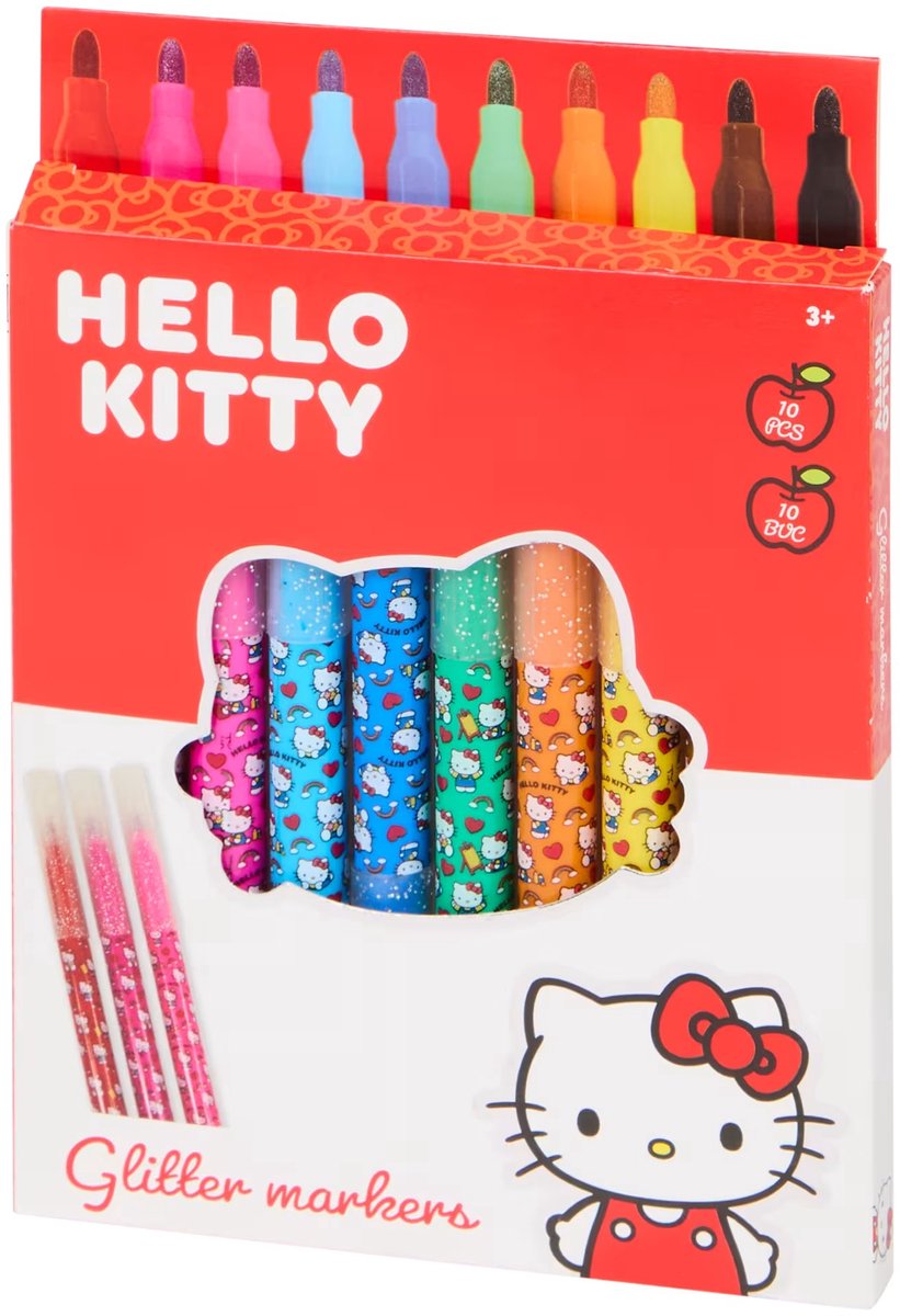 Hello Kitty - Glitter stiften - Glitter Markers - 10 stuks