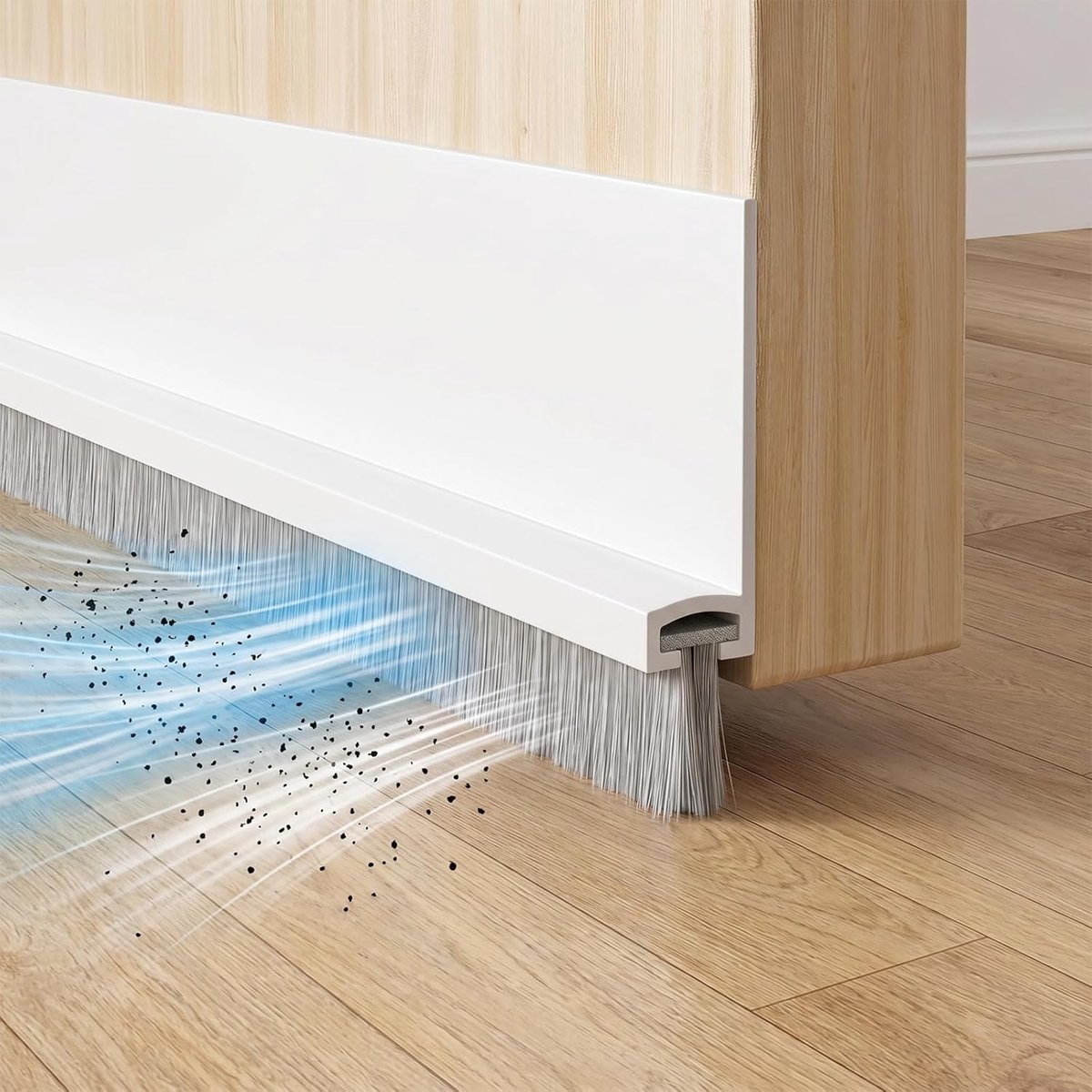 Deurafdichting - zelfklevend - met borstel - tochtstopper voor deuren - borstelafdichting - deurafdichting - geluidsisolatie voor binnen- en buitendeuren - blokkeert tocht - stof - lawaai (wit - 100 cm x 3 cm)