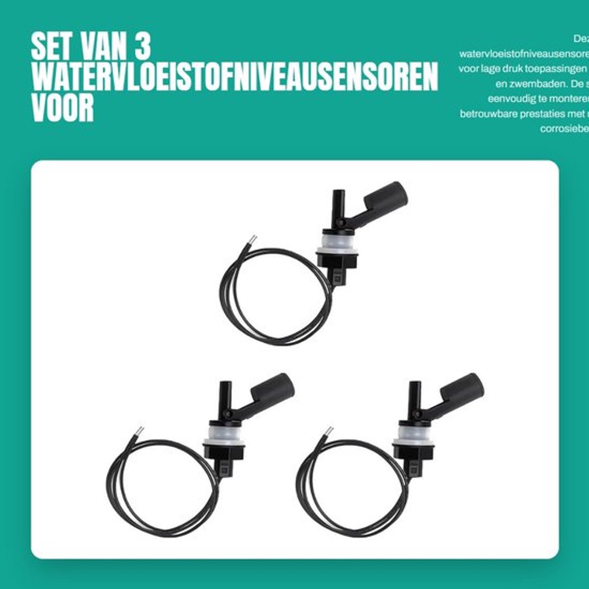 Waterniveausensor Hoge Gevoeligheid - Vlotterschakelaar - Corrosiebestendig - PP-Materiaal - Zijdelingse Montage - 3 Stuks