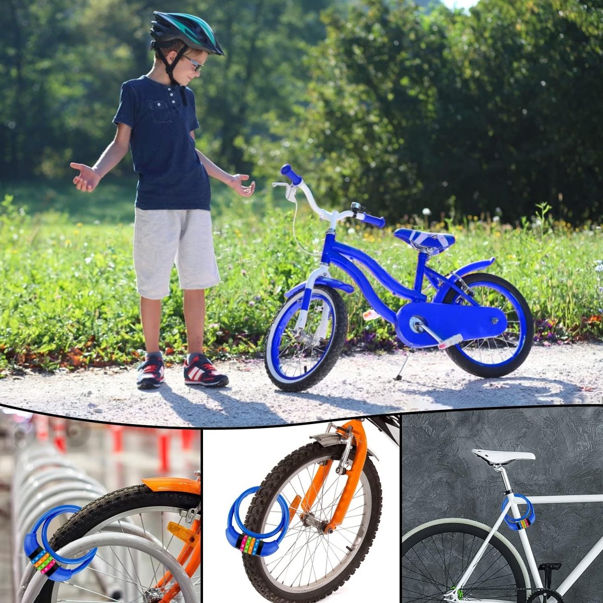 Cijfer-kabelslot 4-cijferig - Blauw - 650 x 11 mm - Resetbaar Kabelslot voor Kinderen