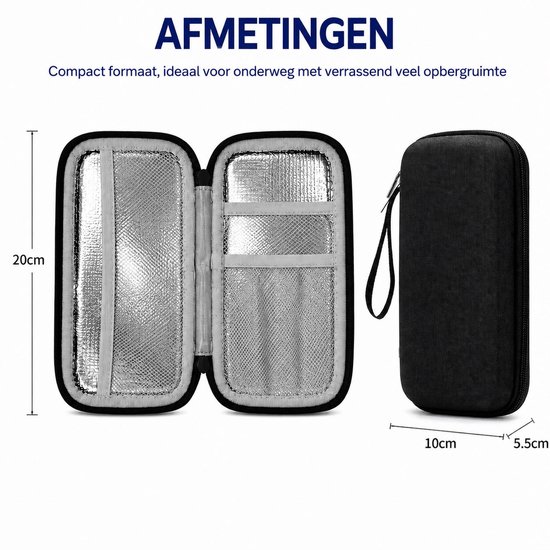 ETSELLS Insuline Koelcase Zwart - Medicatie Koeltas - Inclusief 2 Ice Packs - Waterdicht & Schokbestendig - Diabetes Etui - Voor Reizen van Etsells — afbeelding 2