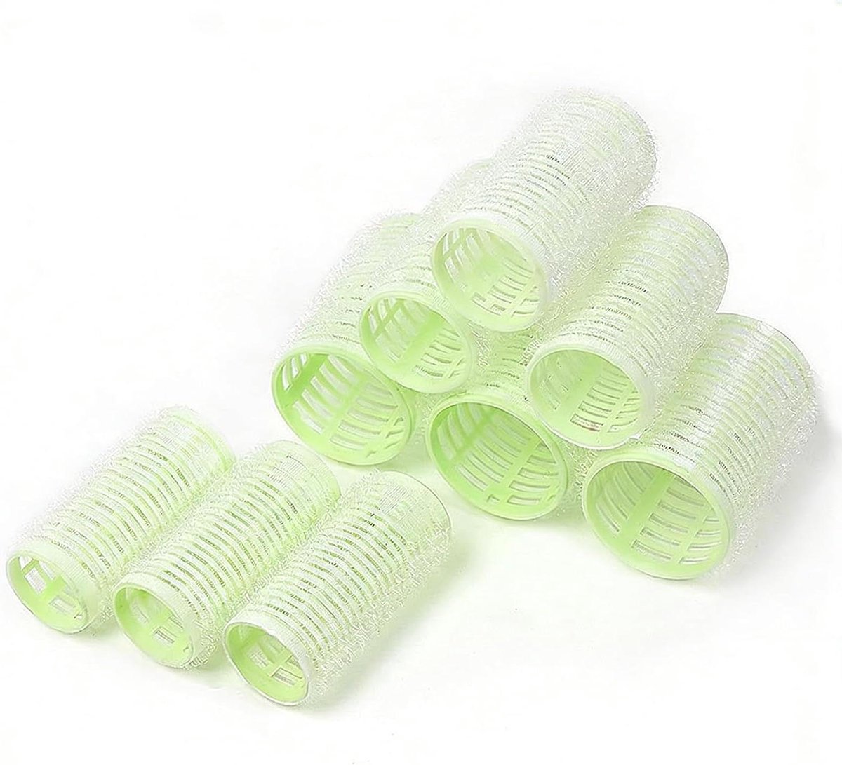 Zelfklevende Haarkrullers - Haarrollers Krultangen - Haar Stylen - Natuurlijke Krullen Creëren - 9 Stuks Drie Maten - Groen