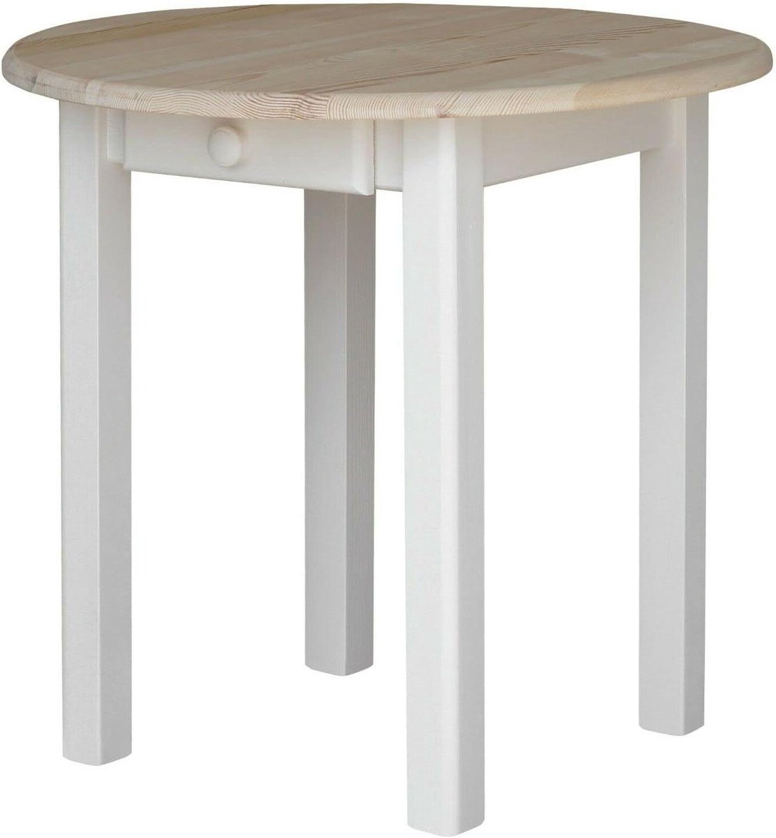 Ronde Houten Tafel - Eettafel Keukentafel - Gezellig Tafelen - Massief Grenenhout - 60 cm - Wit