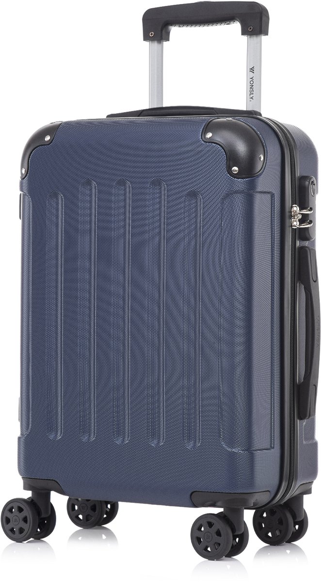 YONSLY Handbagage Koffer - 55cm - 40 L - Cijferslot- 360° Draaibare Wielen - Donkerblauw