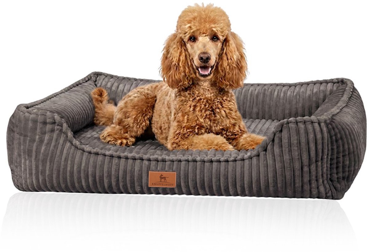 Knuffelwuff orthopedisch hondenbed Sedona van knuffelzachte ribcord XL Grijs