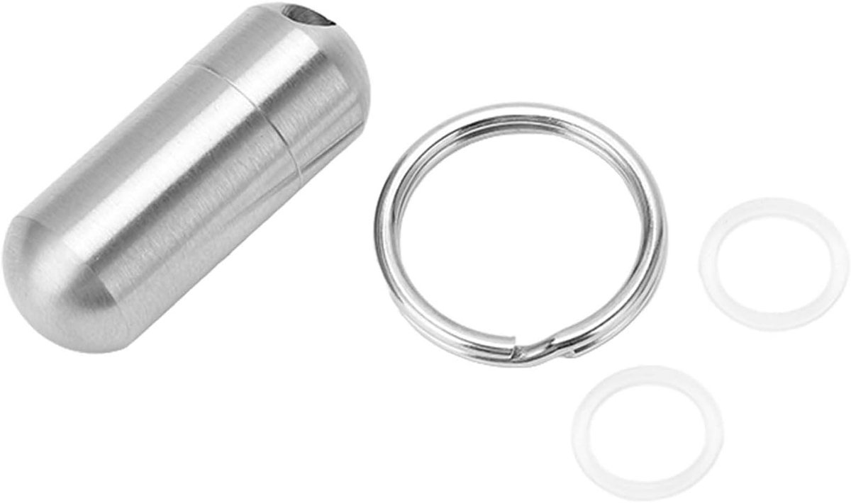 RVS Pillendoos Sleutelhanger - Duurzaam en Waterdicht voor Camping en Reizen