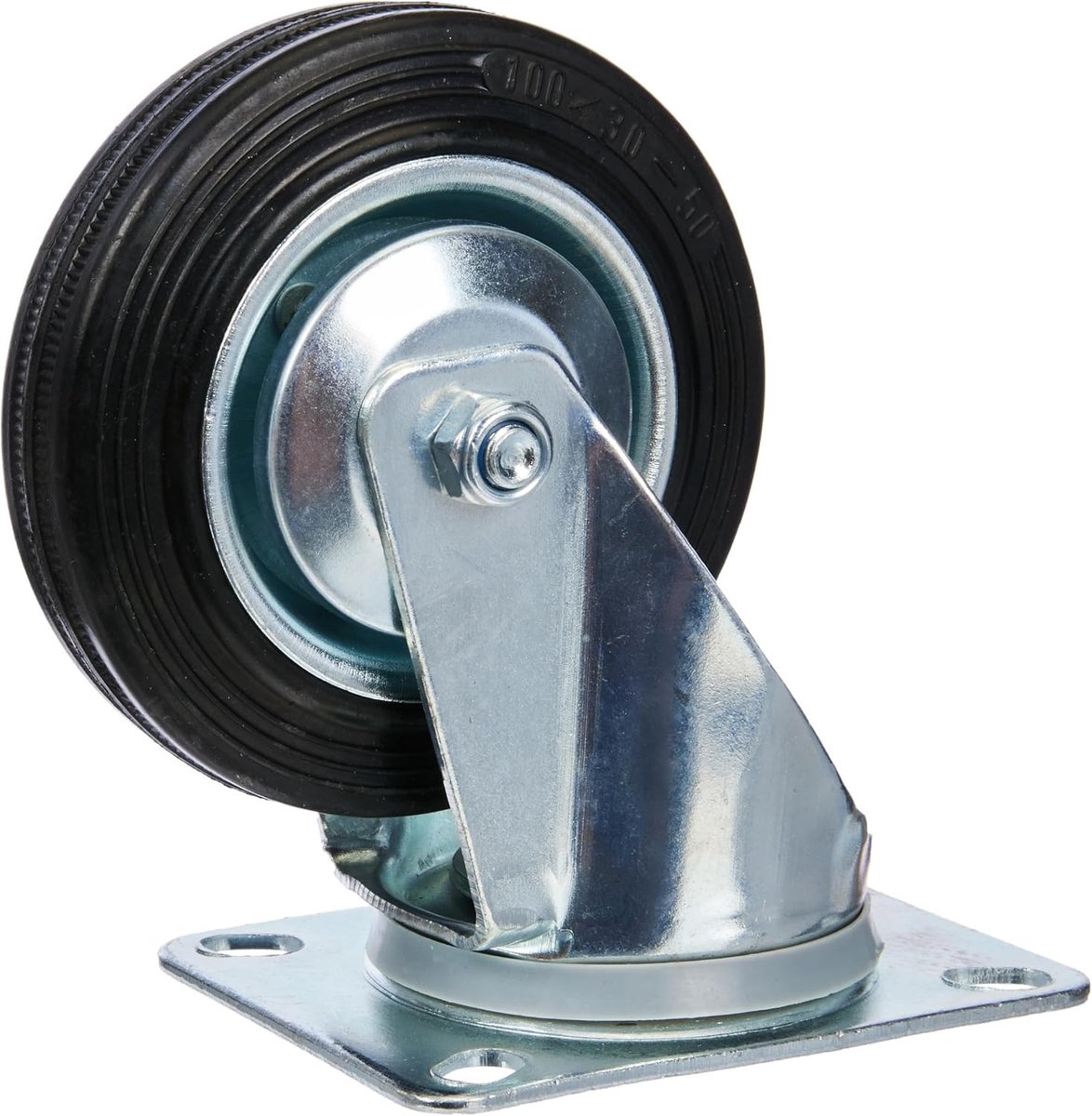 Zwenkwiel - Zilver - Ø 100 mm - Massief Rubber met Zacht Loopvlak - Voor Meubels