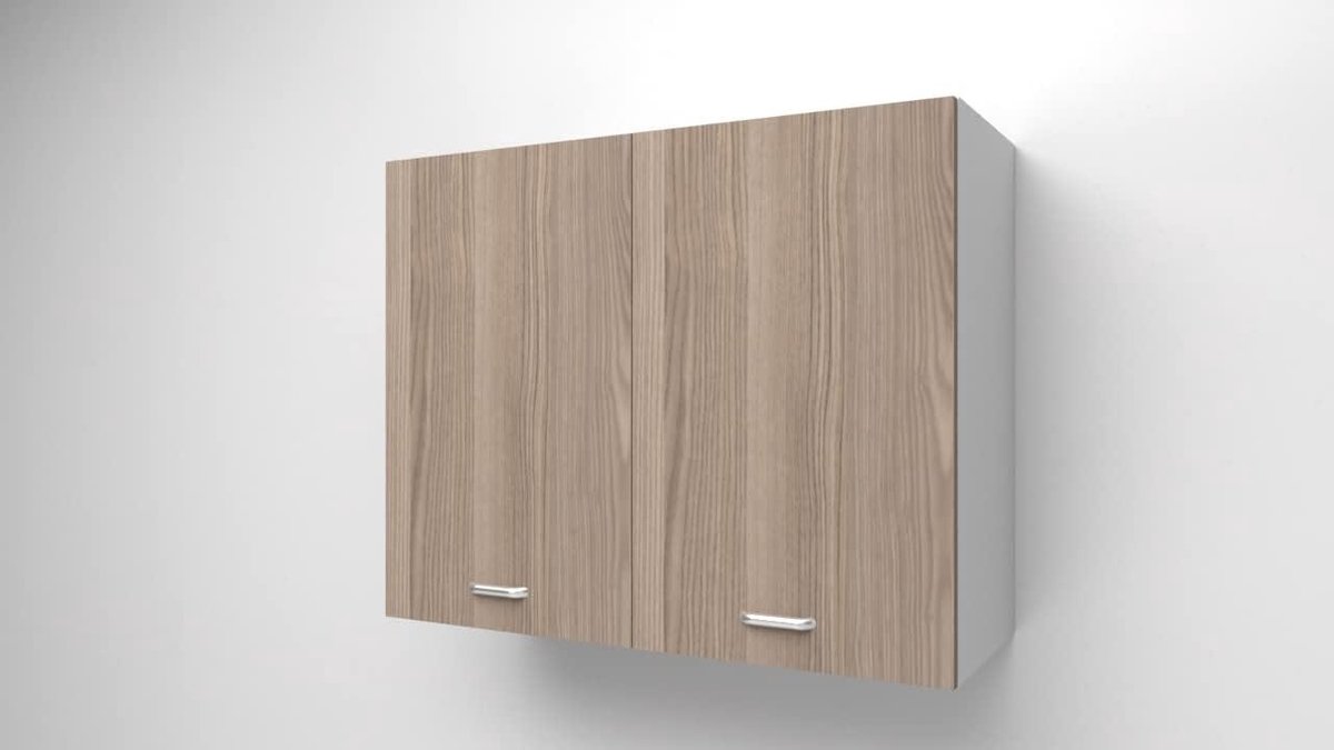 Hangkast met deur - Muurkast Wandkast - Opbergen Keuken - Italiaans Vakmanschap - 72 x 90 x 33 cm - Iep