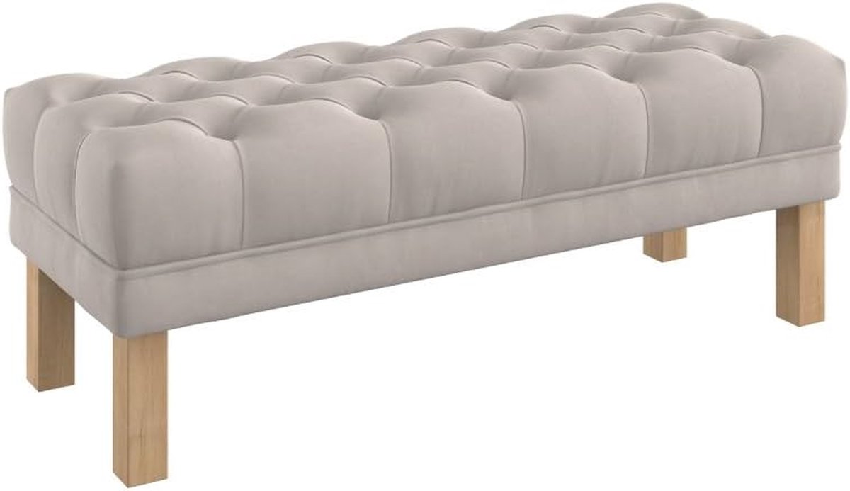 Zitbank met Knopen - Voetenbank Hocker - Zitten en Ontspannen - Diep Geknoopt Diamantpatroon - 120 cm breed - Grijs