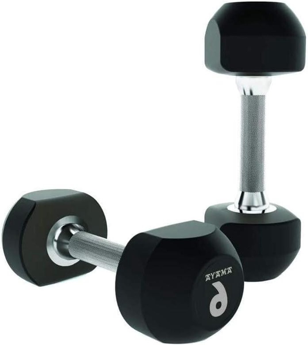 Korte Halters Rubber - Dumbbells Set - Kracht Training - Vlak Ontwerp - 6 kg - Zwart