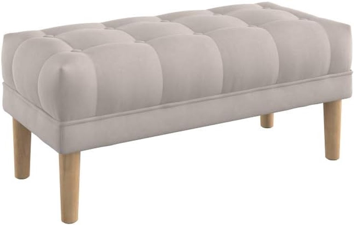 Zitbank Gestoffeerd - Voetenbankje Bankje - Woonkamer Inrichting - Knooptufting Design - 100 cm Breed - Grijs
