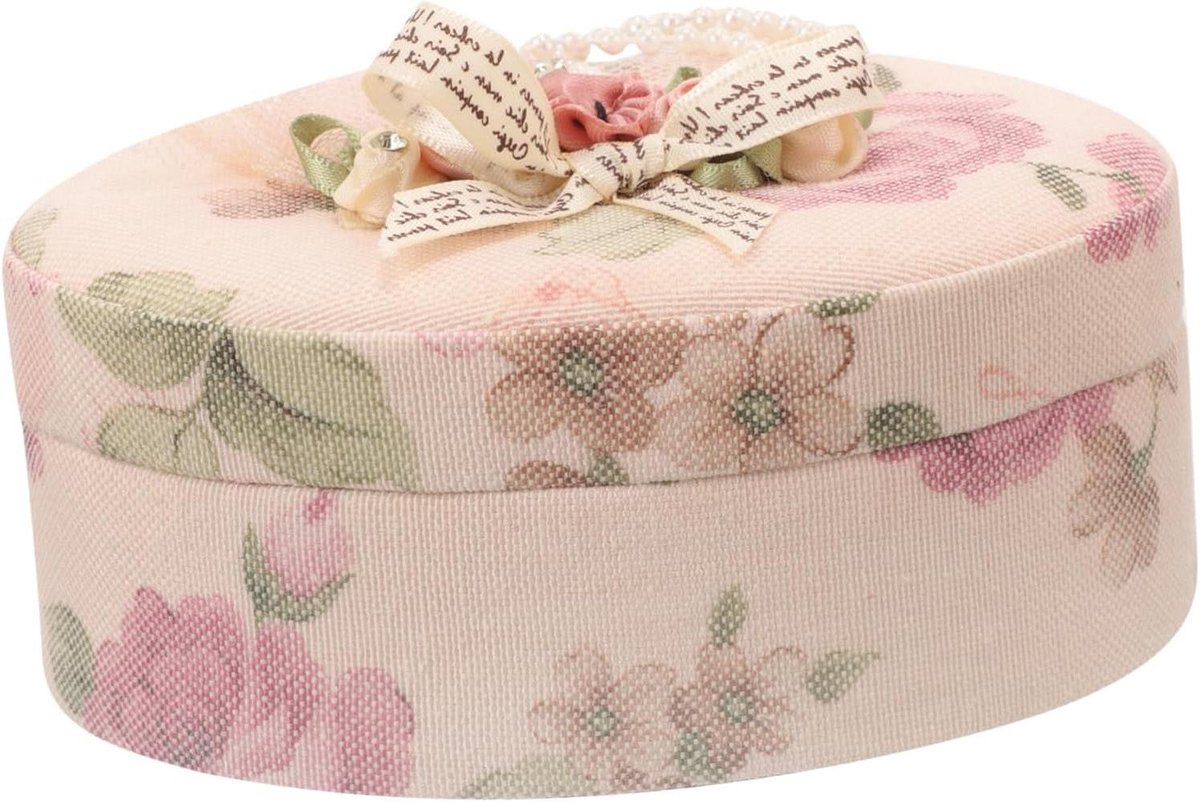 Sieraden Opbergdoos - Juwelendoosje Organizer - Sieraden Opbergen - Met Bloemendessin - 10x10x4 cm - As shown