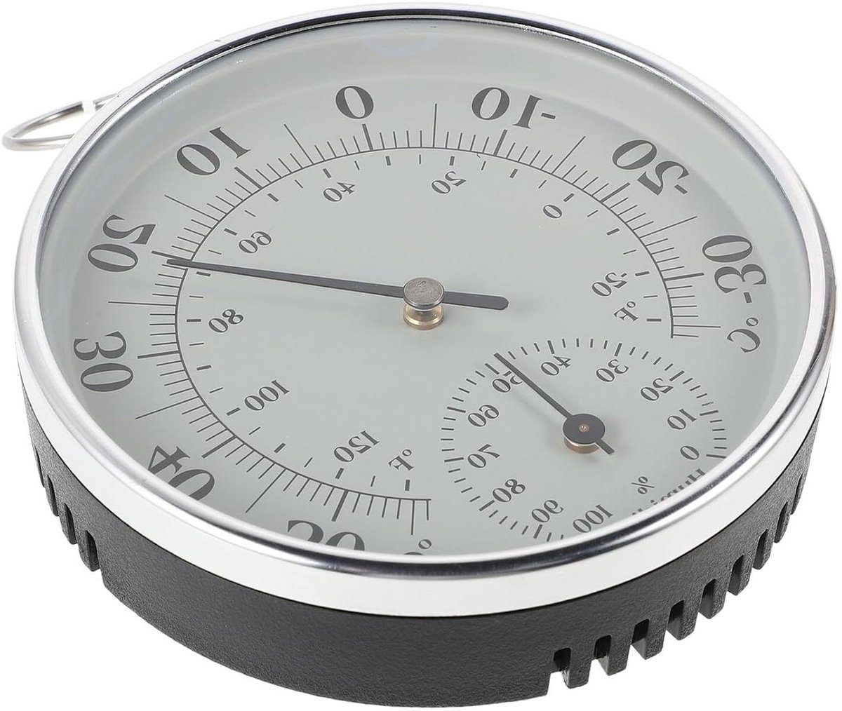 Analoge Thermometer Hygrometer - Weerstation Binnen Buiten - Temperatuur Luchtvochtigheid Meten - Onderhoudsvrij Analoog Display - 10 cm Diameter - Wit