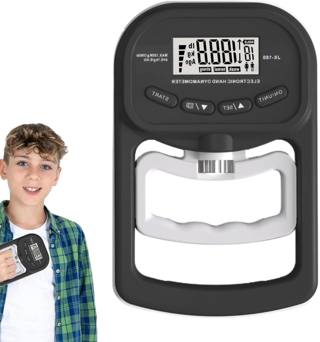 Grip Krachtmeter - Handtrainer Handdynamometer - Grip Verbeteren - Real-Time Feedback - 180 kg - Zwart