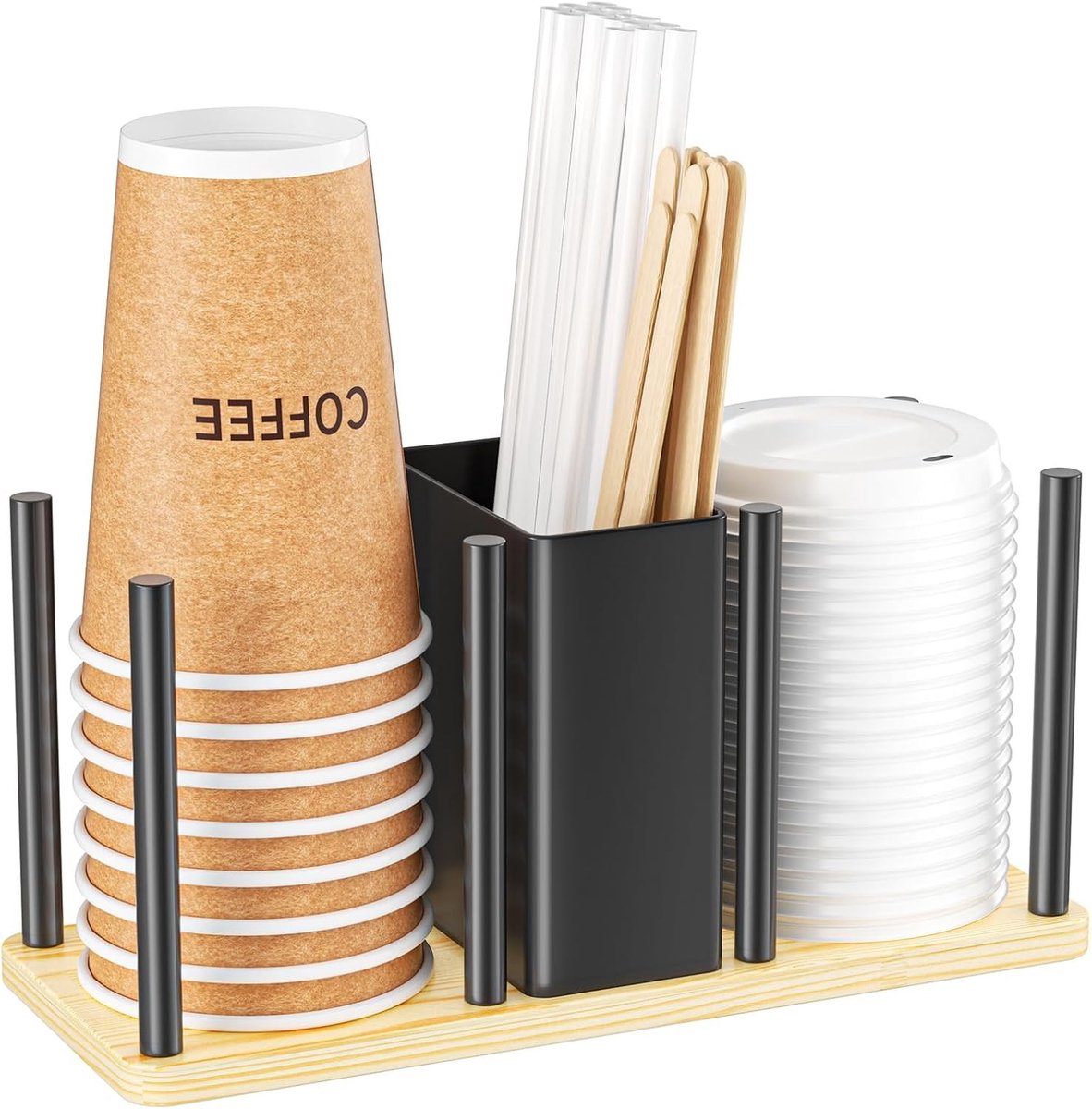 Bekerhouder voor aan de muur - Zwart - Moderne Hanger voor Koffiekopjes - Voor Keuken, Eetkamer en Koffiebar