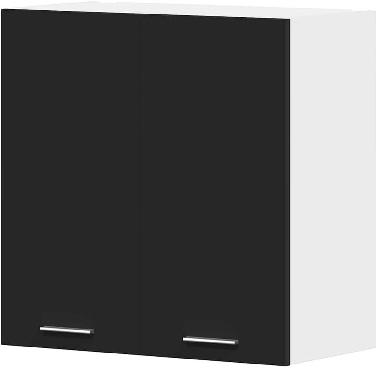 Keukenkast met Plank - Hangende Opberger - Keuken Organiseren - Glad Eikenlook Design - 60x31x60 cm - Zwart