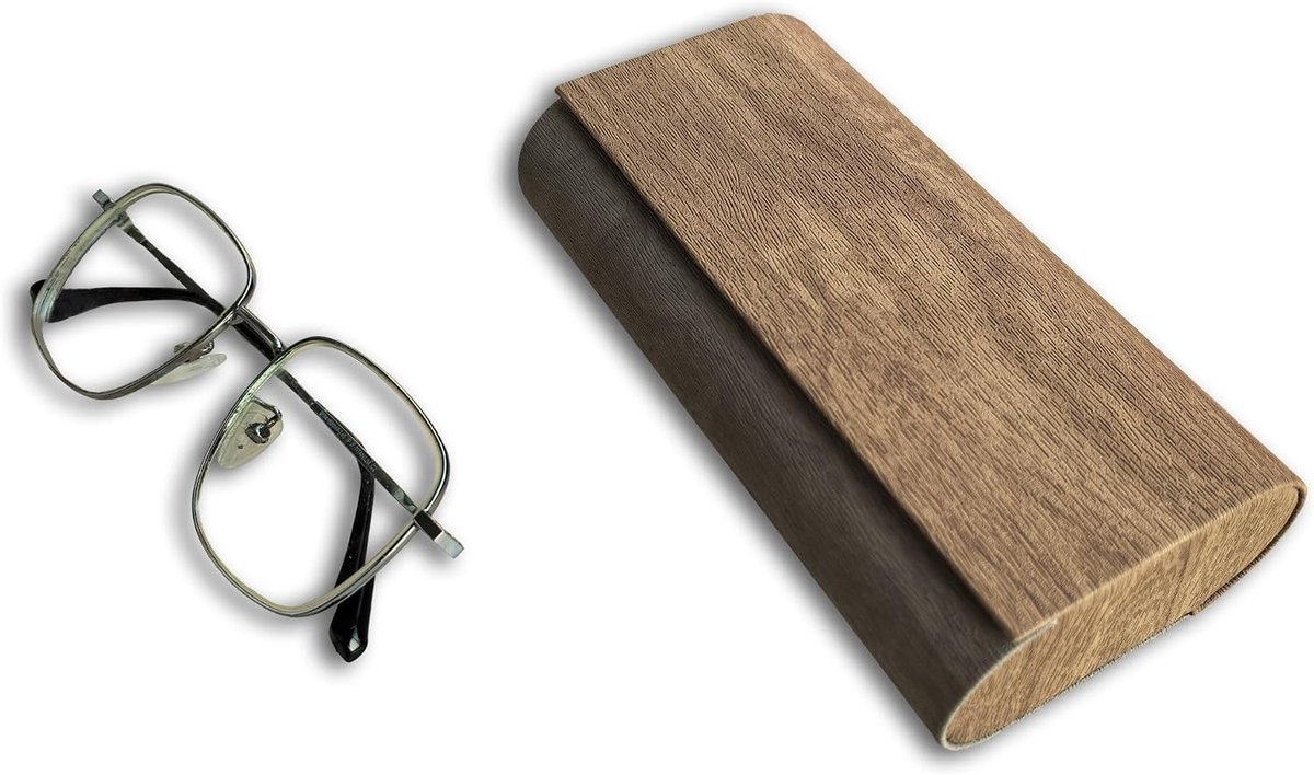 Hard Shell Brillengeval 2 in 1, Houten Eyewear Case voor Zonnebrillen en Brillen, Compact en Duurzaam Opbergdoosje