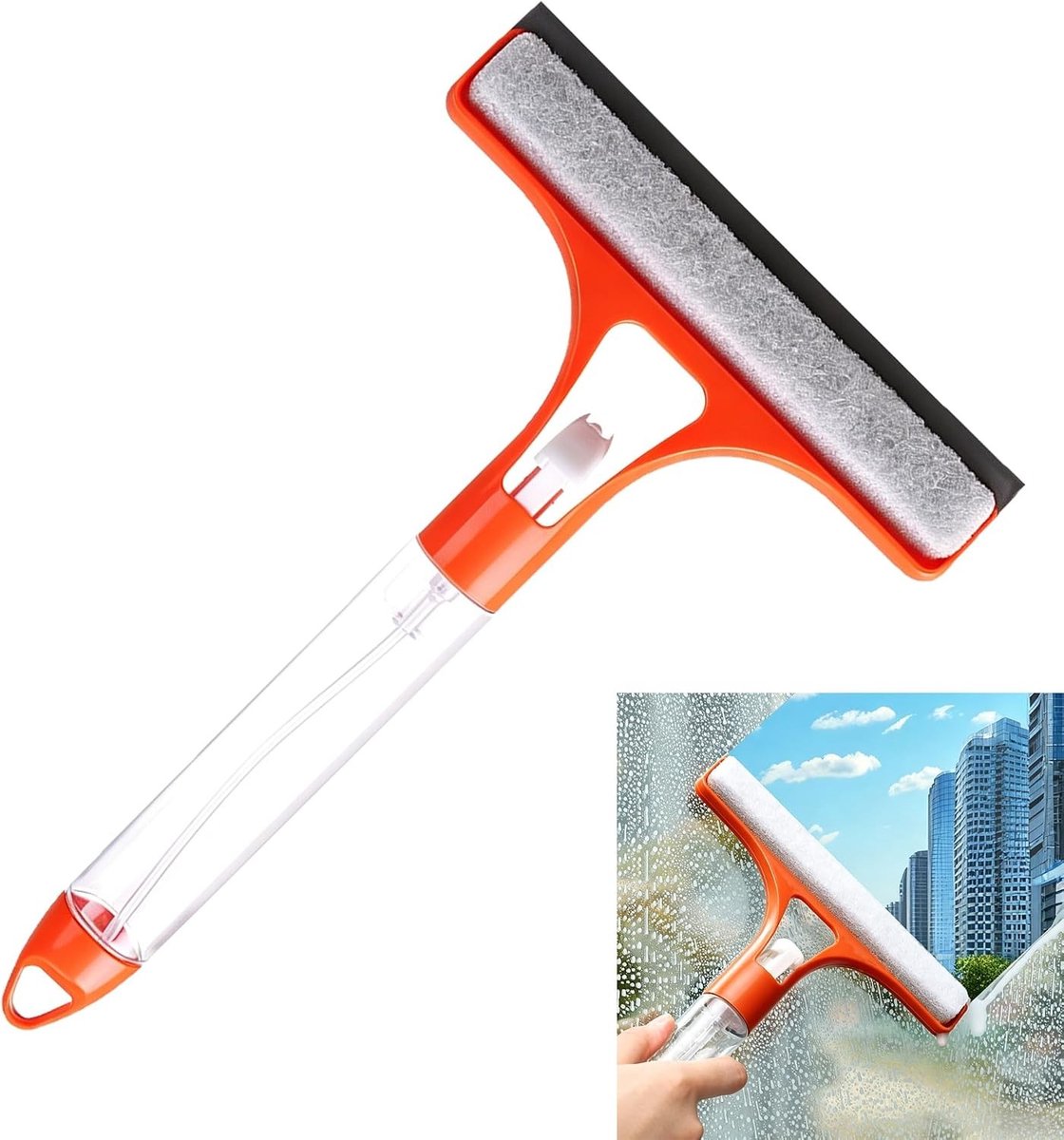 Raamwisser - Glasreiniger Spuit - Streeploos Reinigen - 3-in-1 Ontwerp - N.v.t. - Oranje