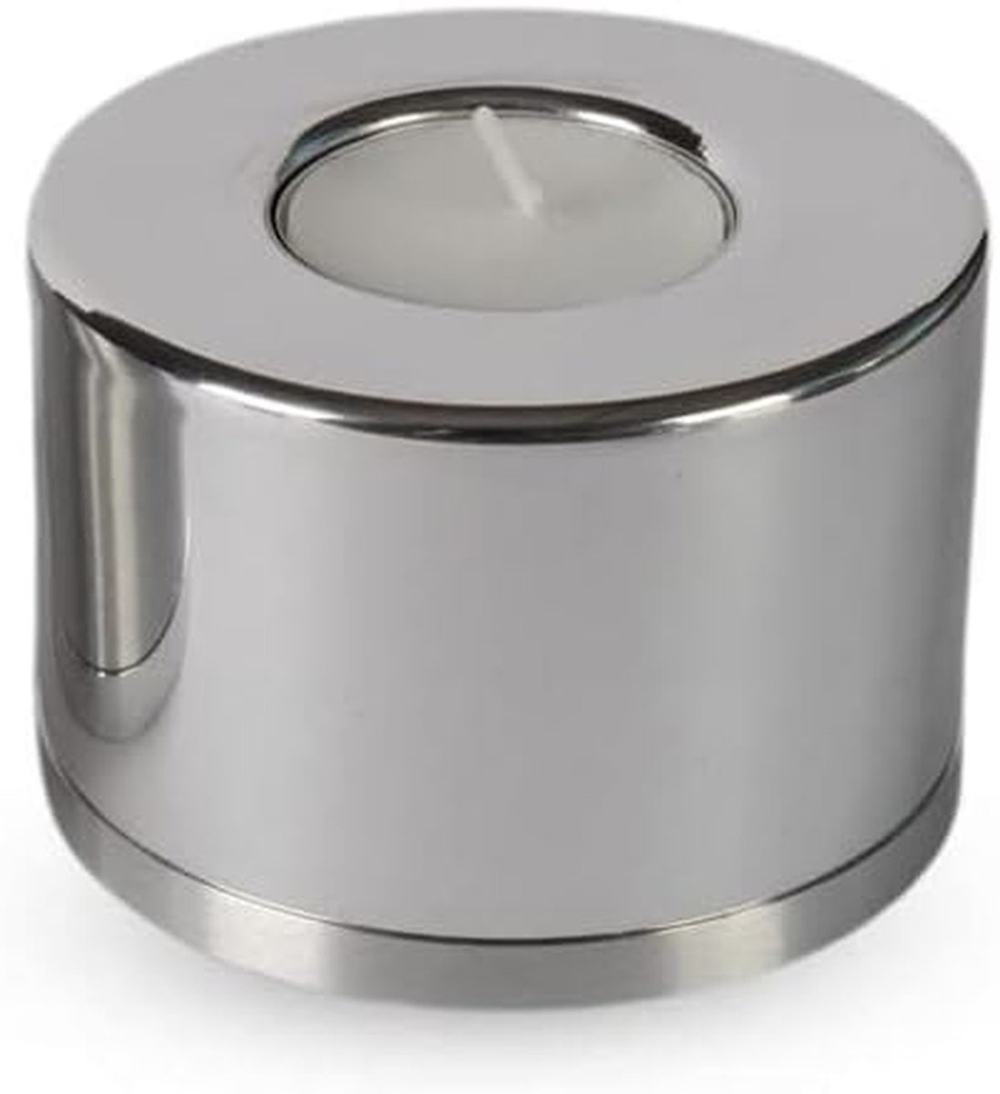 Mini Urn Kaarshouder - Cilinder Urn Houder - Herdenking Thuis - Aluminium Satin - 5.6 cm Hoog - Zilver