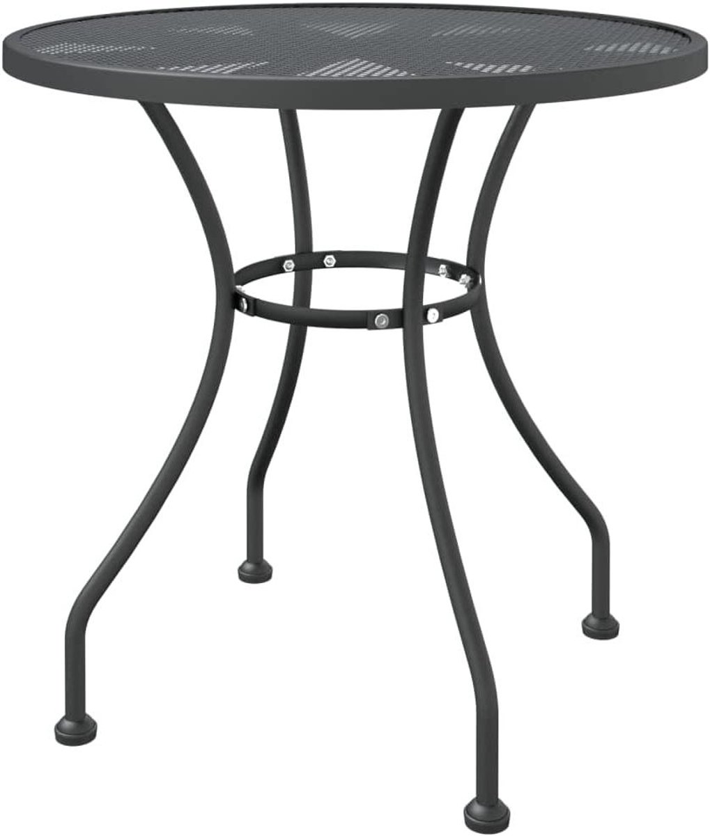 Tuintafel Rond - Terrastafel Buiten - Gezellig Buiten Zitten - Stevig Metaal Frame - 80x72 cm - Antraciet