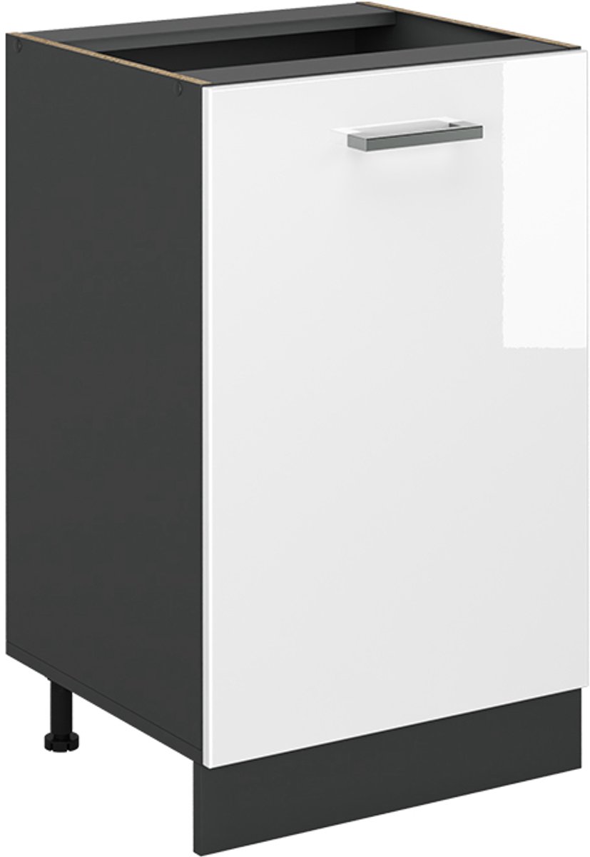 Vicco Keukenonderkast R-Line, Wit Hoogglans/Antraciet, 50 cm zonder werkblad