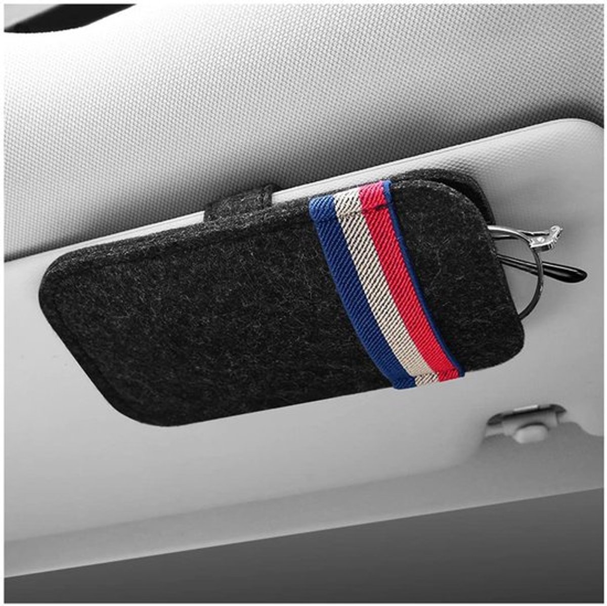 Brilhouder - Zachte Vilt - Brilhouder Auto - Universele Auto-accessoires - Opbergtas - Antislip - 15,5 cm x 9,2 cm x 3,5 cm - Brilopberger