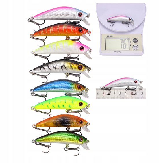 56 Wobblers Set: Snoek, Baars, Snoekbaars - Vissersaas 2-8,5g 3-10cm — afbeelding 2