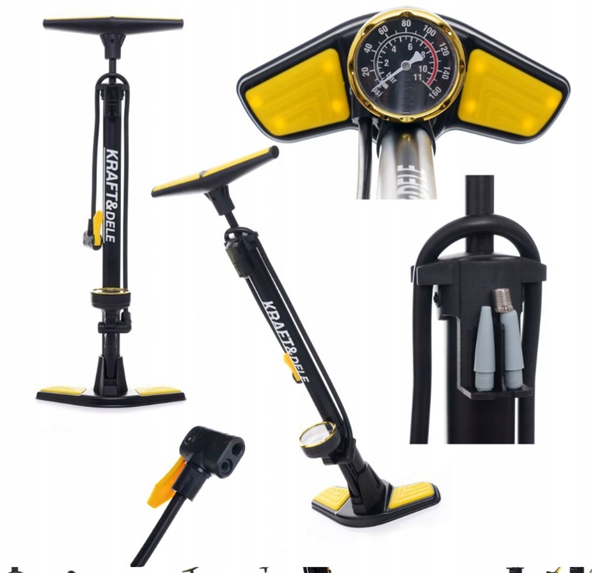 Voetpomp met Manometer 32 x 530 mm - Fiets, Auto, Matras