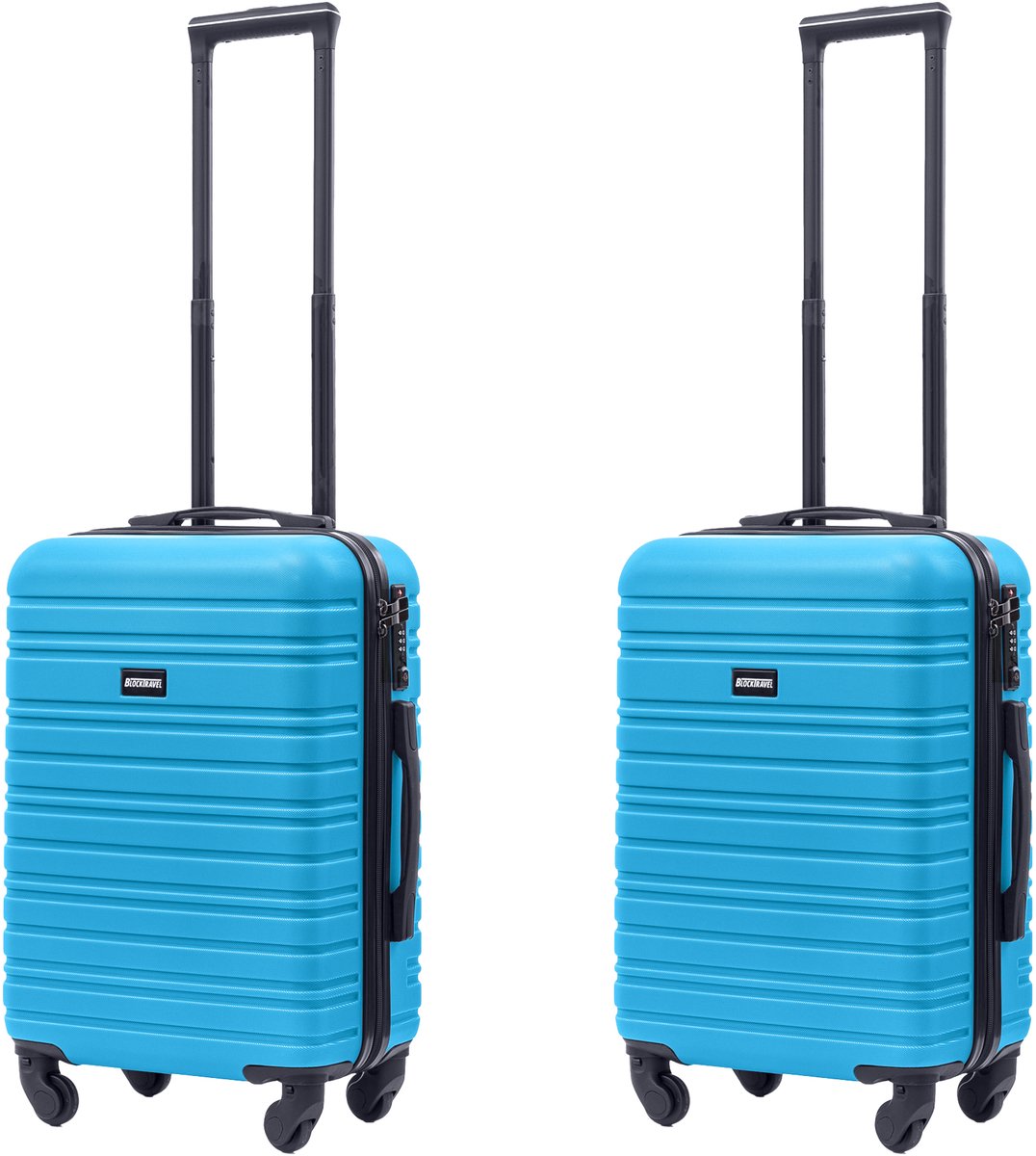 BlockTravel® Kofferset 2 Delig - Koffer met Wielen - Reiskoffer Handbagage - Handbagage Trolley - Valies Set - 39 Liter - Inbouw TSA Slot - Afneembare 360º Wielen - Lichtgewicht ABS - Blauw