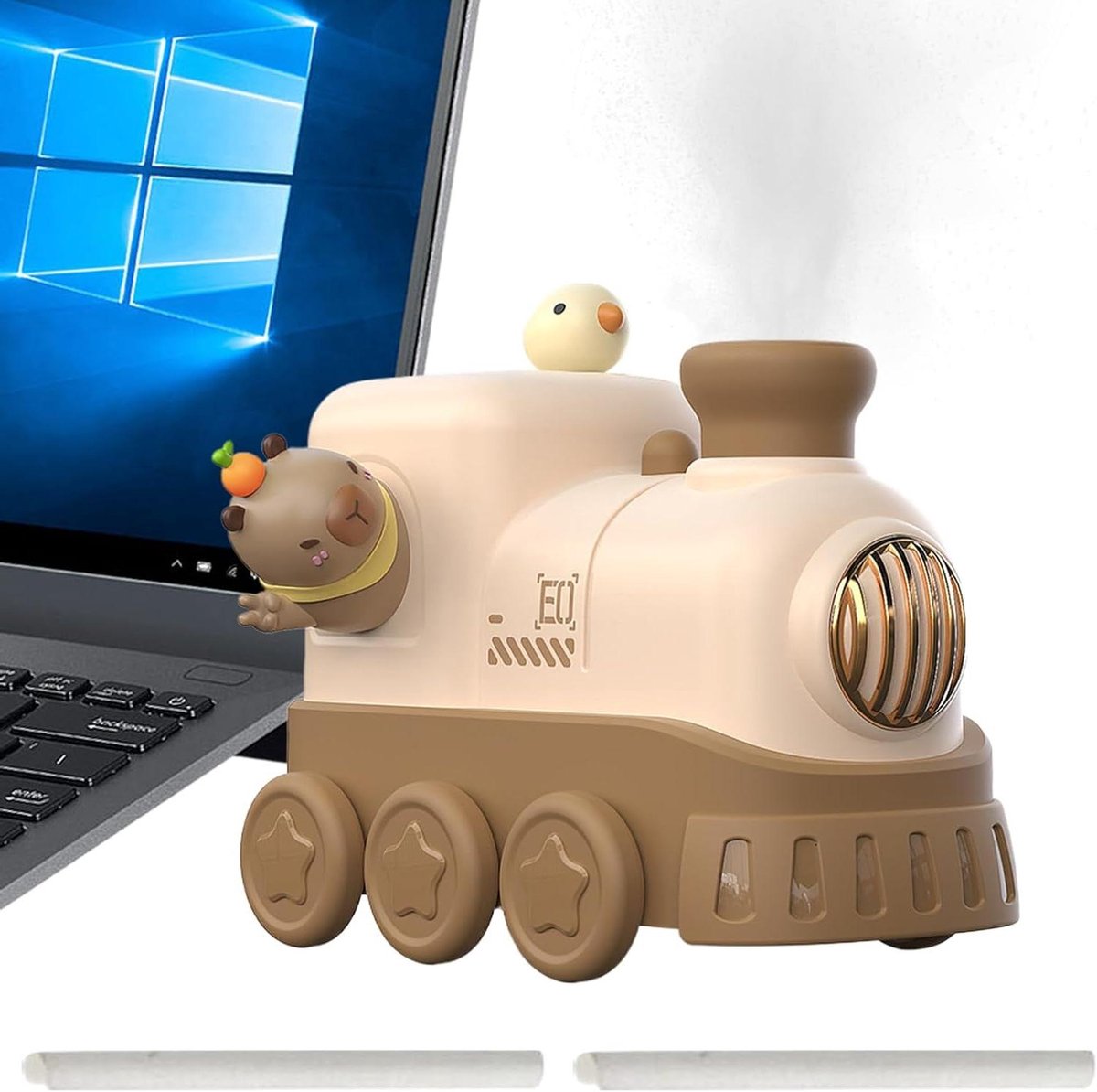 Luchtbevochtiger Trein - Mist Diffuser - Rustgevende Sfeer - Stille Technologie - 300 ml Tank - Kapibara