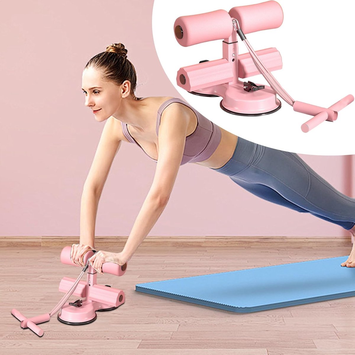 Buikspier Trainer - Core Trainer - Thuis Fitness - Sterke Zuignap Basis - 27.5 cm - Roze