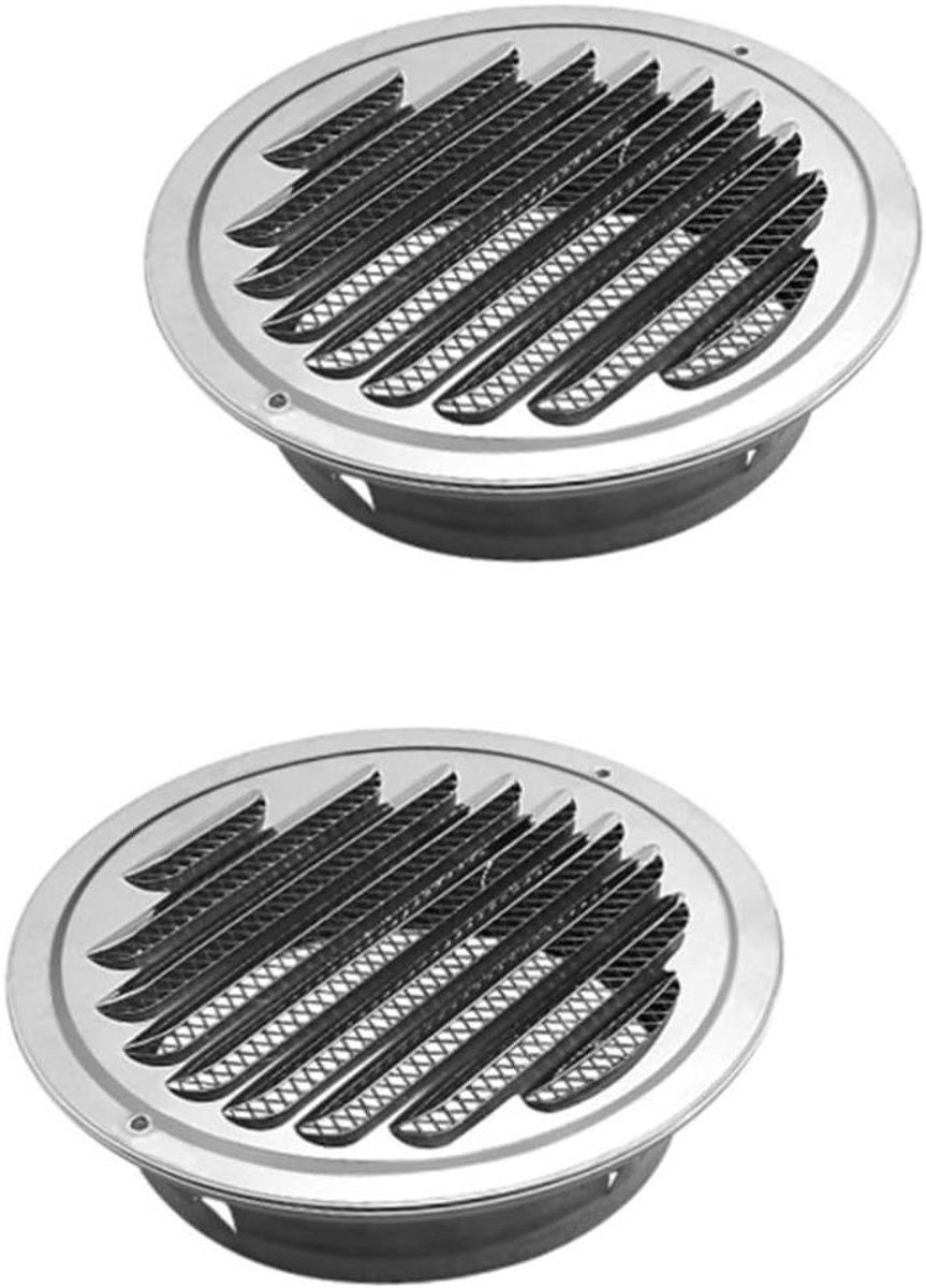 Ventilatierooster Afdekking - Ventilatiegrill - Ventilatie Buiten - Met Regenbescherming - Ø 14.5 cm - Zilver