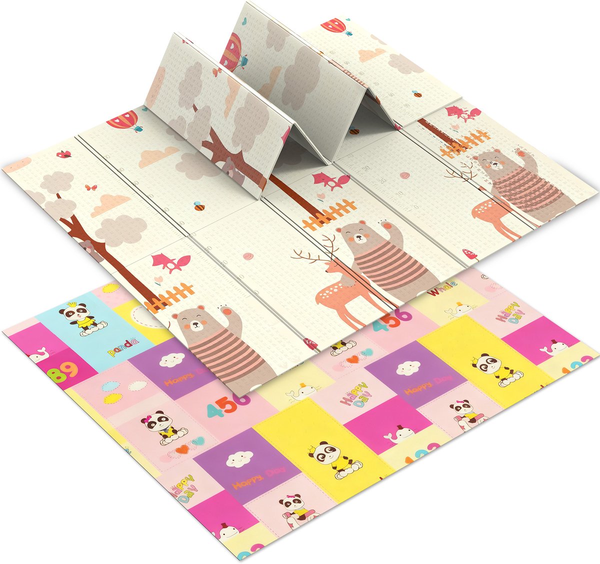 Soontrans - Dubbelzijdige Speelmat - 200x180cm - Dik XPE Foam - Kruipmat Speelkleed - Baby Anti slip - Boxkleed - Multicolor Vloermat - Babygym - BPA-vrij - Panda