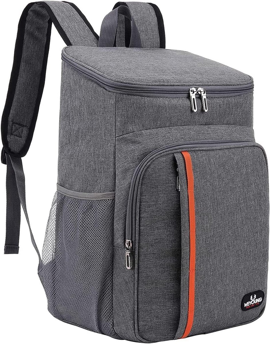 Koelrugzak - Grijs - 29 x 19 x 45 cm - Geïsoleerde Thermische Rugzak - Voor Picknick, Wandelen en Kamperen