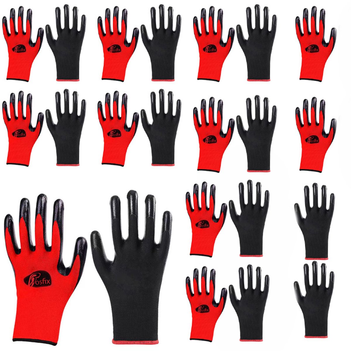Rosfix Werkhandschoenen Maat L/r.10 - Naadloze Polyestergebreide - Latex Gecoat Zwart - 10 Paar