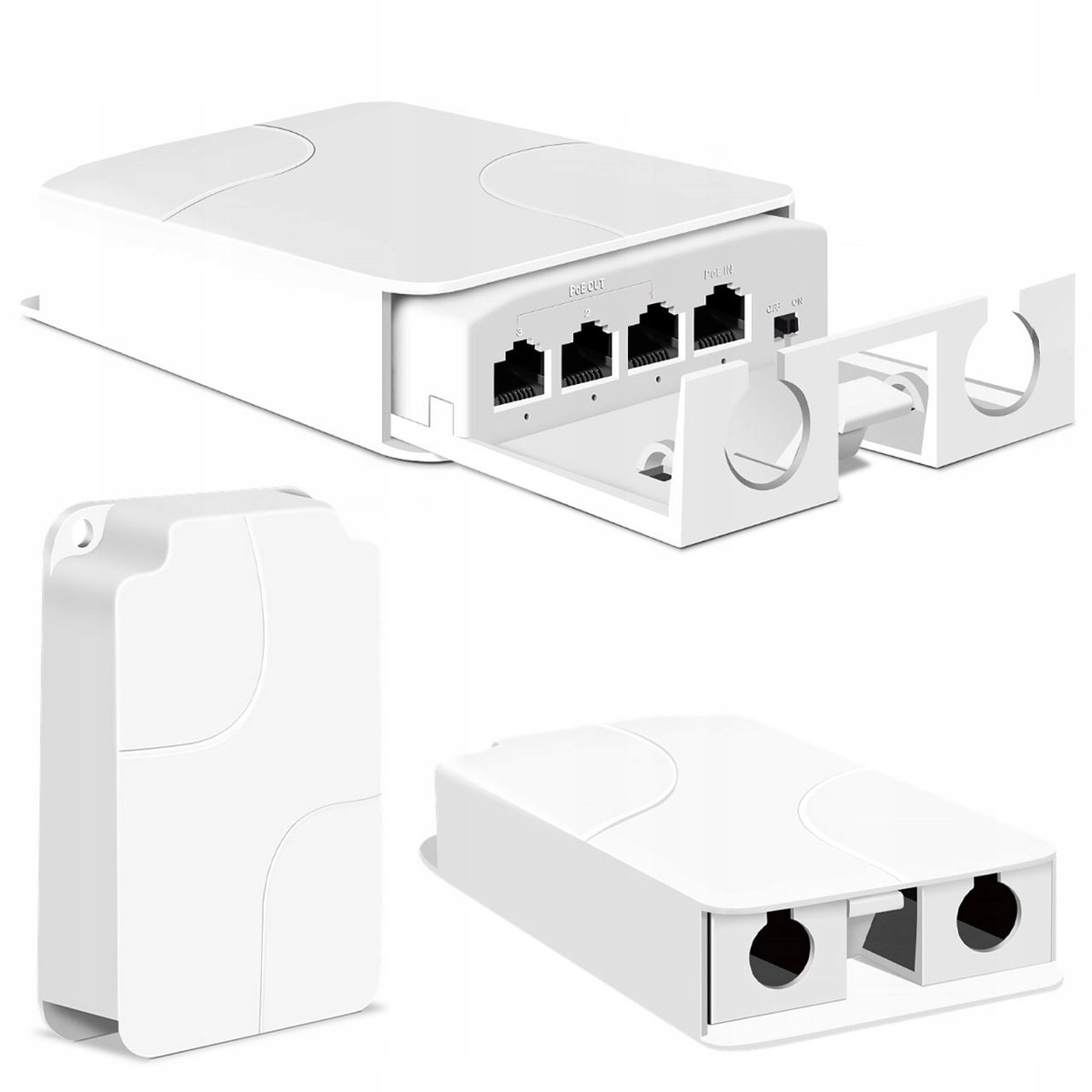 Rosfix Repeater PoE 4-Poorts - Bereikverlenging 100 m, IP55 - 10/100 Mbps, 30W, IEEE802.3af/at
