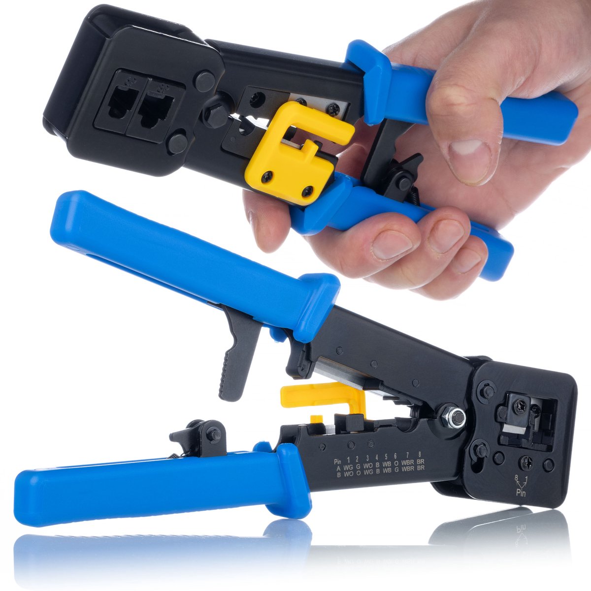 Rosfix Doorlopende Krimptang HT-376M/LY2070A - Universeel voor RJ45 RJ12 RJ11