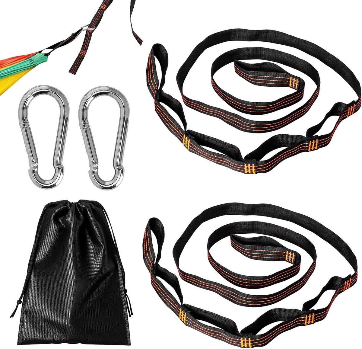 Hangmat Bevestiging - Ophangriemen Touw - Outdoor Ontspanning - Verstelbare Lengte - 2 meter - Zwart