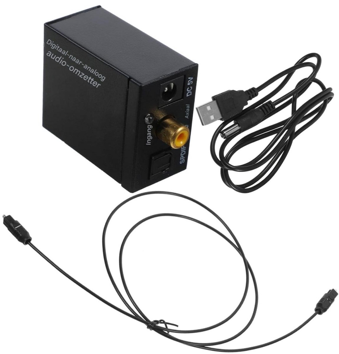 GELLDG Digitale-Analoge Omzetter - Coaxiale/Optische Audio Converter - 51x41x26mm - Geschikt voor Thuisbioscoop Soundbar en Hifi Audio - Duurzaam Aluminium Behuizing - Stabiele Digitale Signaaloverdracht met Uitstekende Warmteafvoer
