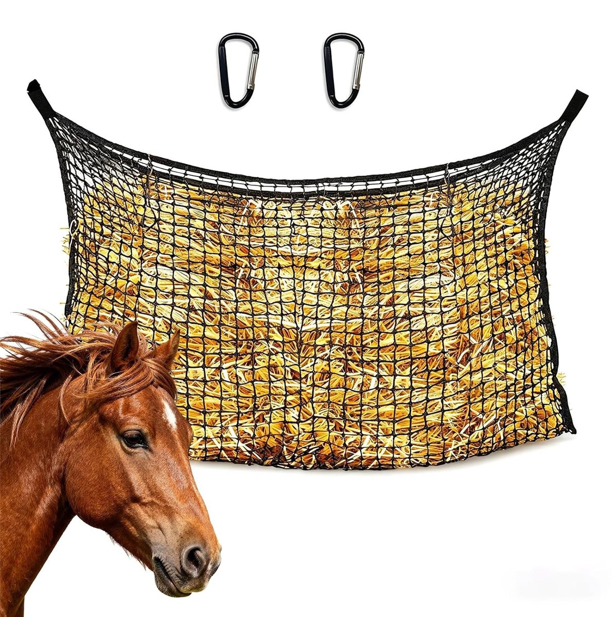 Hooinet voor Paarden - Zwart - 90 x 120 cm - Fijnmazig Hooinet - Voor Paarden, Koeien en Schapen