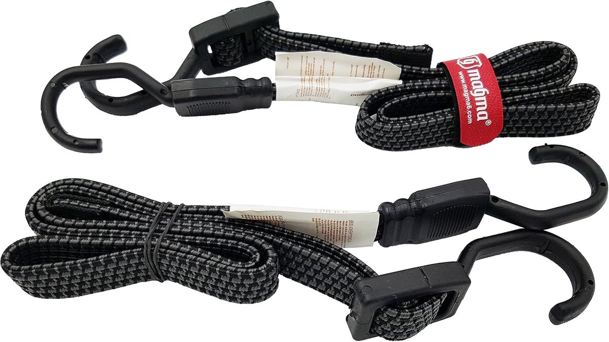 Snelbinders fiets - Zwart - 1 meter - Platte Elastische Bungee Koorden met Gehardstalen Haken - Voor Bagage en Camping