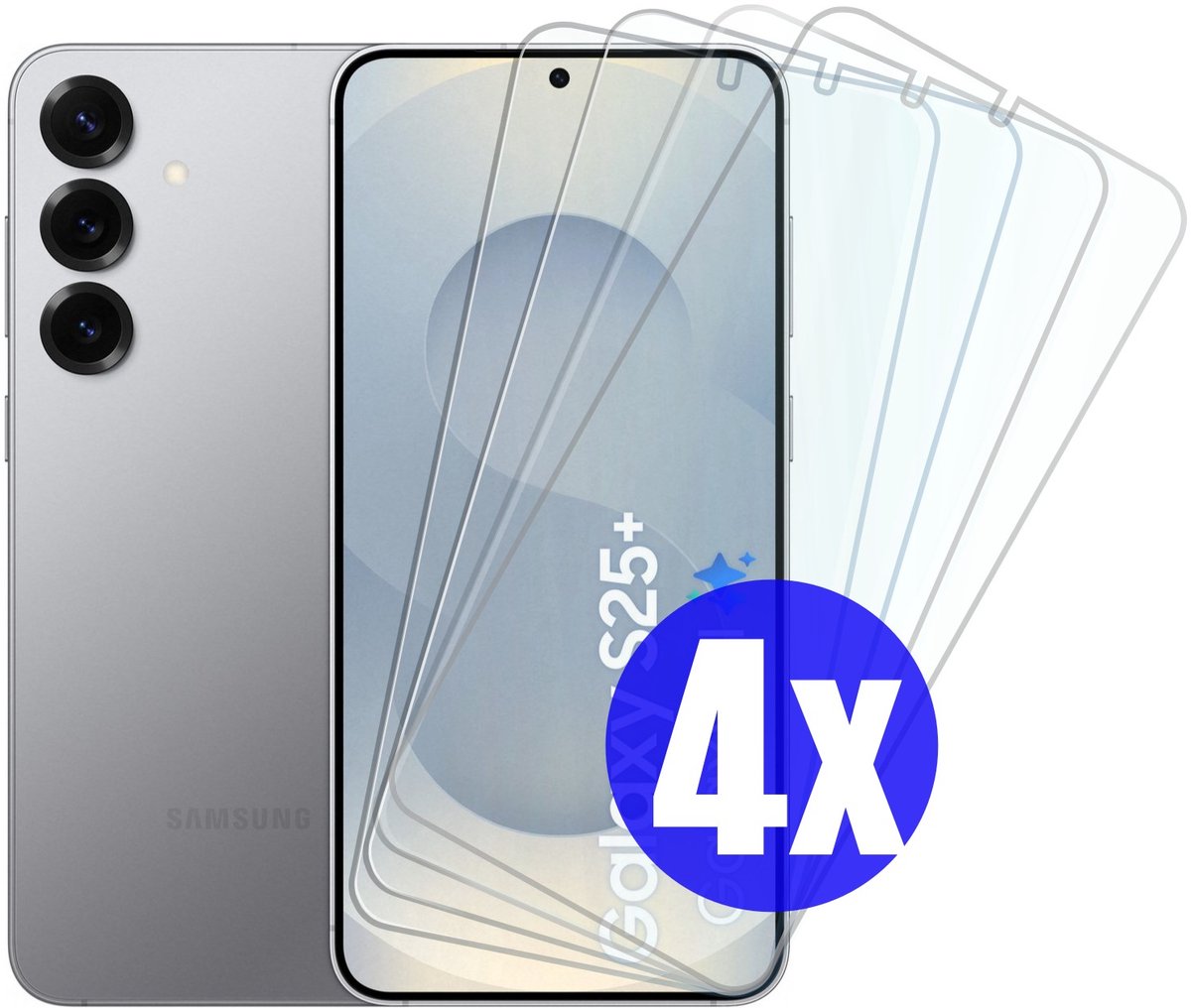 Screenprotector geschikt voor Samsung S25 PLUS (S25+) - Gehard Glas - Tempered Glass Armor Screen Cover - 4 Stuks