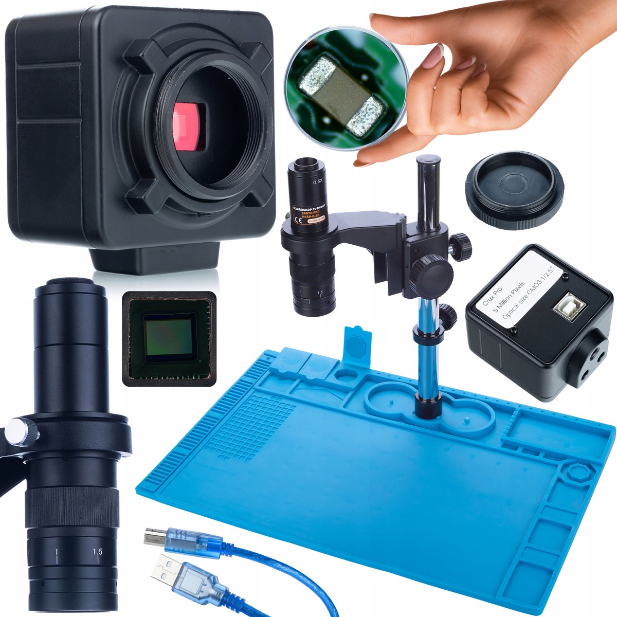 Rosfix Earth Pro MCEP-0.5X Microscoop Set - Digitale 5MP Camera C-Mount - 7–45x, 100–150mm